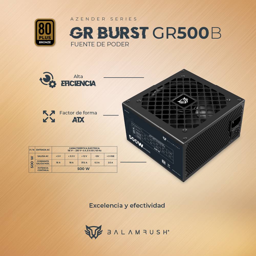 Fuente de poder Balam Rush GR500B  — 4