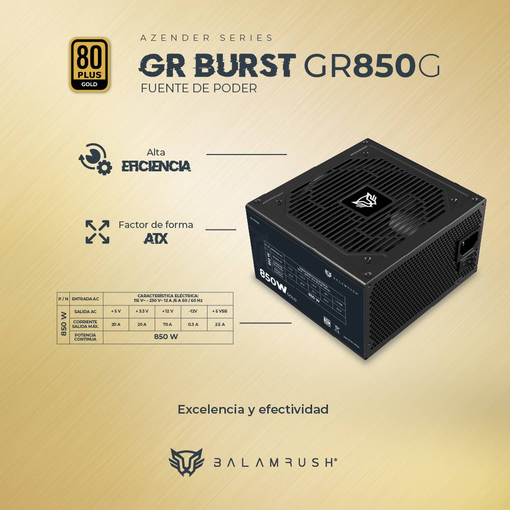Fuente de poder Balam Rush GR850G — 4