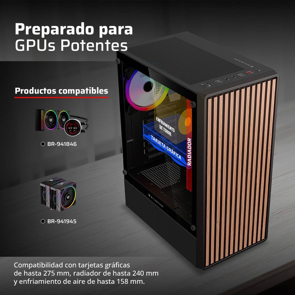 Gabinetes Gaming Balam Rush DRAGONFLY WOOD GM580CB — 3