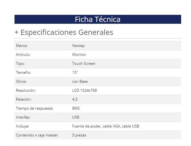 Monitor Touch Screen Nextep NE-520 — 2