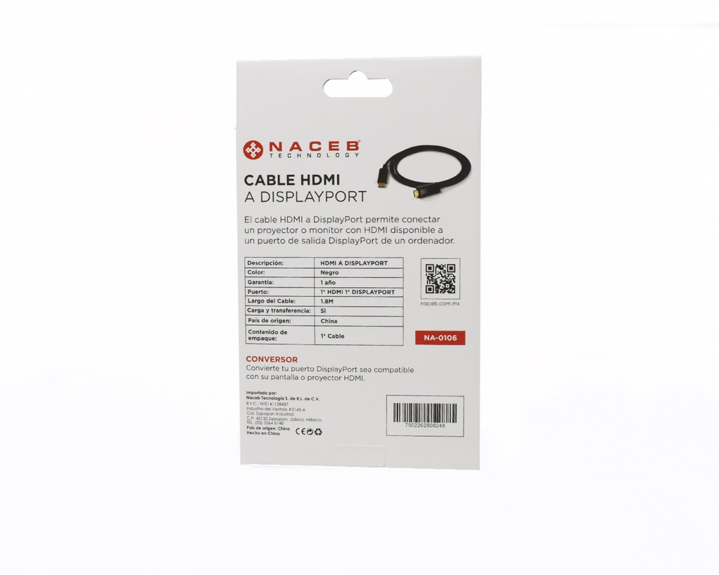 Adaptador HDMI a DisplayPort Naceb Technology NA-0106 — 5