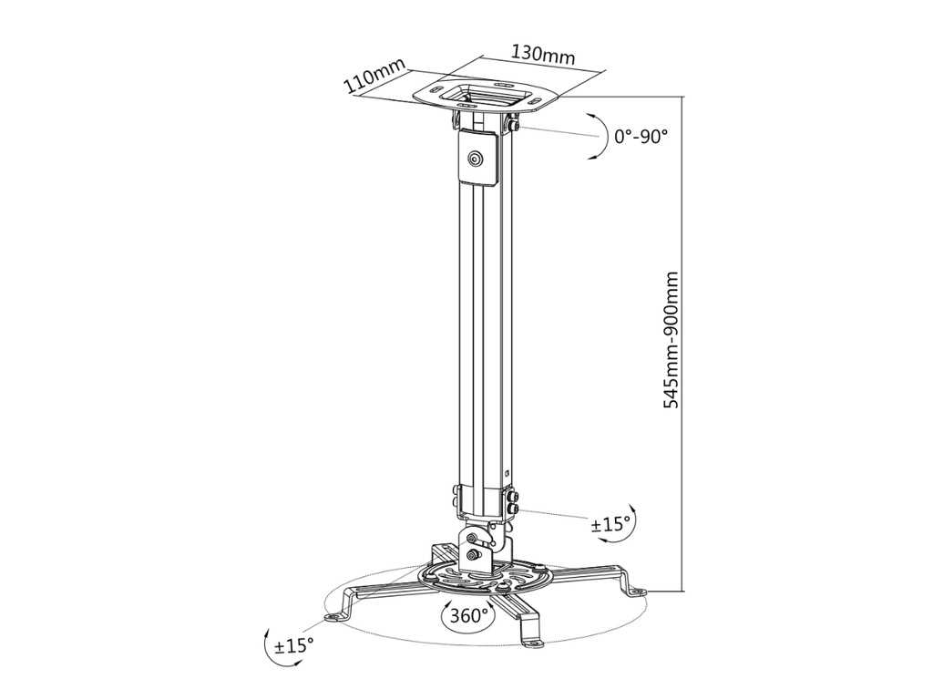 Soporte de Acero para Proyector OVALTECH OVPR-900MM — 1