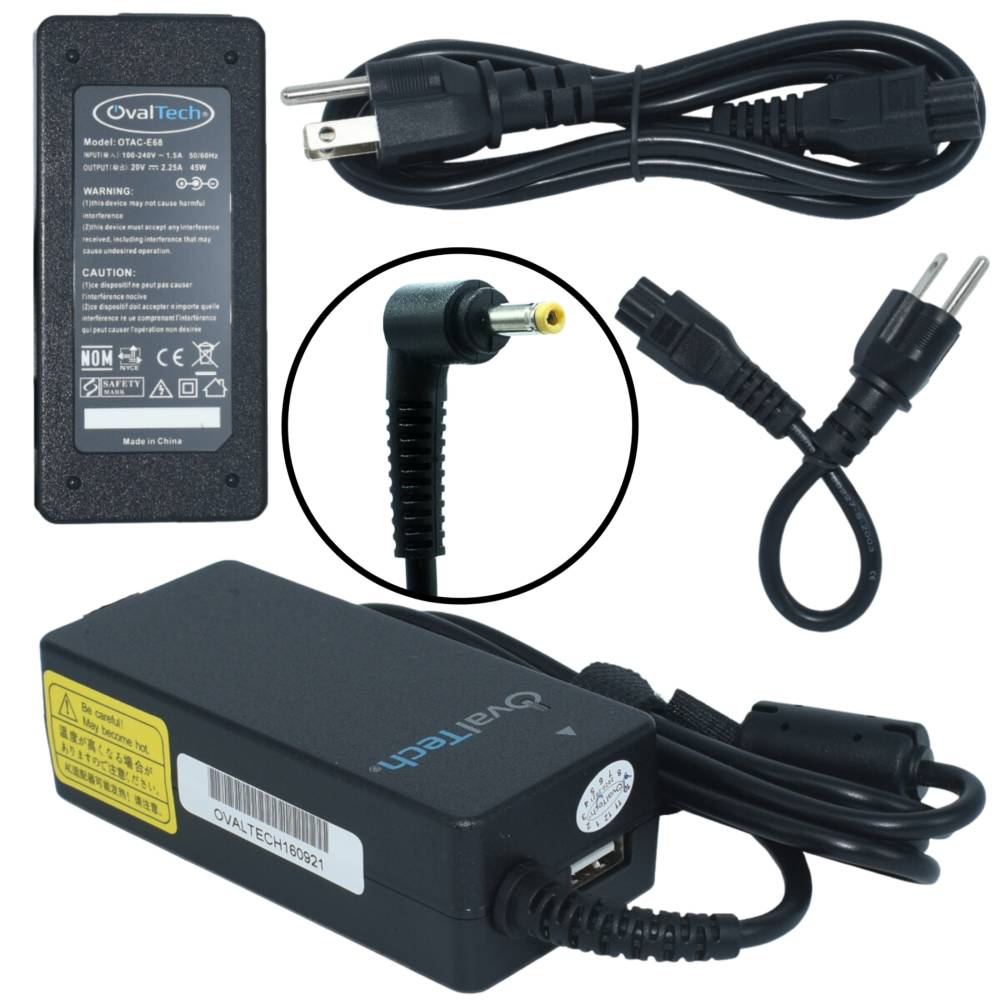 [Carg-MT-0026007] Cargador 20V y 2.25A OVALTECH para Lenovo 45W (Negro)