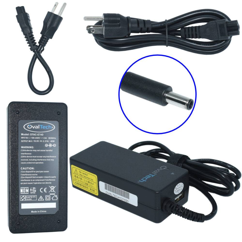 [Adap-MT-0026132] Adaptador de corriente para laptop OVALTECH 19.5V/2.31AH para DELL, Dell XPS 13 9343-4143 Notebook Dell XPS 13 L322X Ultrabook, Dell Ultrabook (Negro)